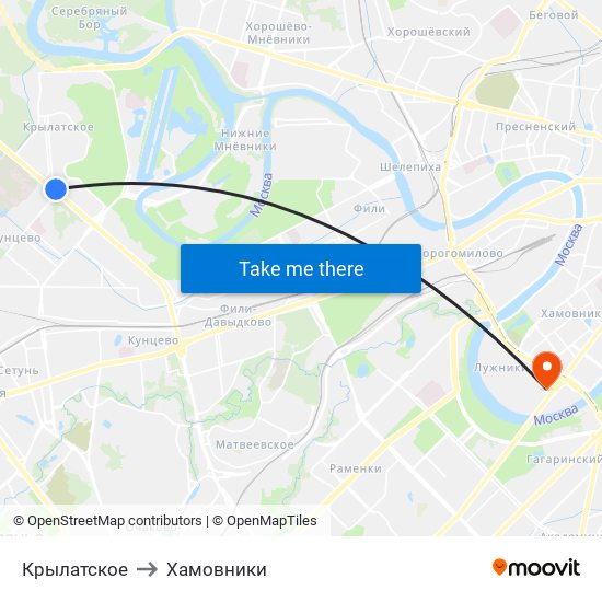 Крылатское to Хамовники map