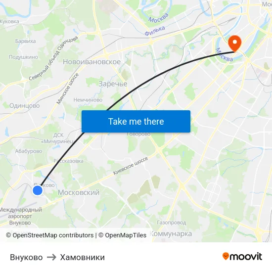 Внуково to Хамовники map