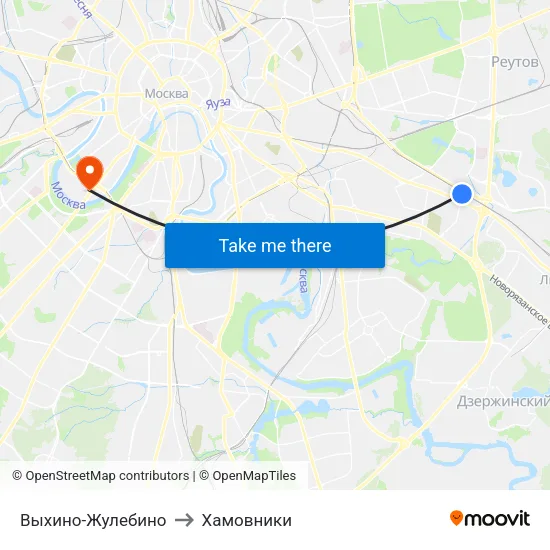 Выхино-Жулебино to Хамовники map