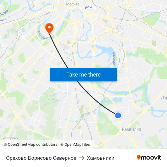 Орехово-Борисово Северное to Хамовники map