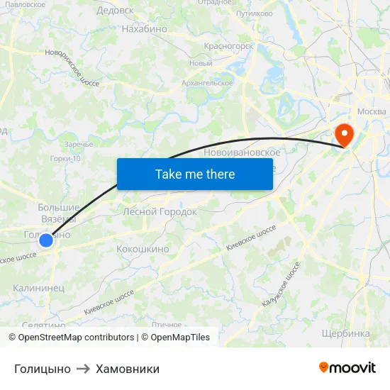 Голицыно to Хамовники map