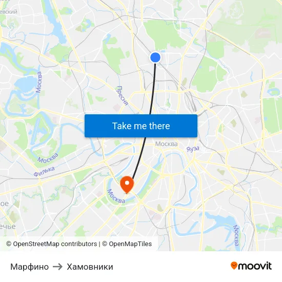 Марфино to Хамовники map