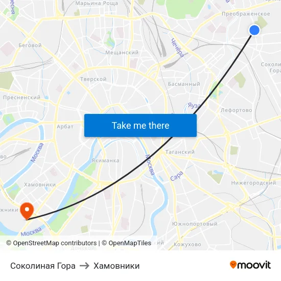 Соколиная Гора to Хамовники map