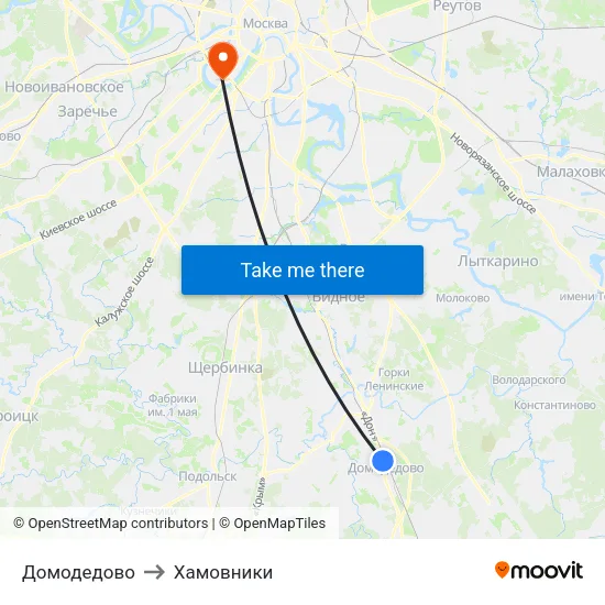 Домодедово to Хамовники map