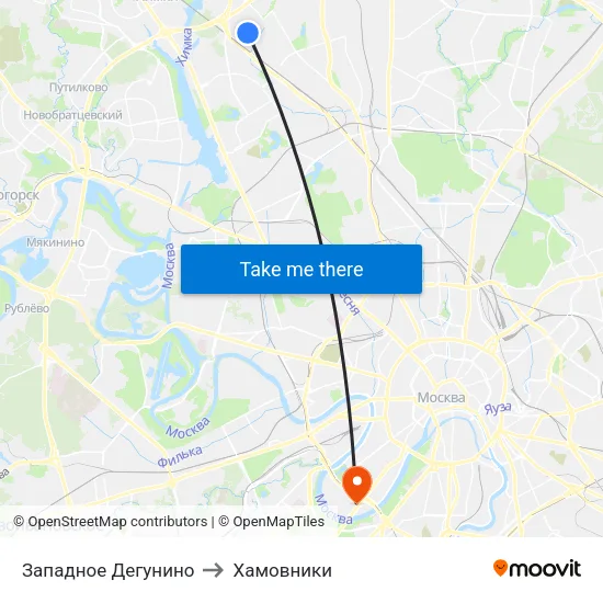 Западное Дегунино to Хамовники map