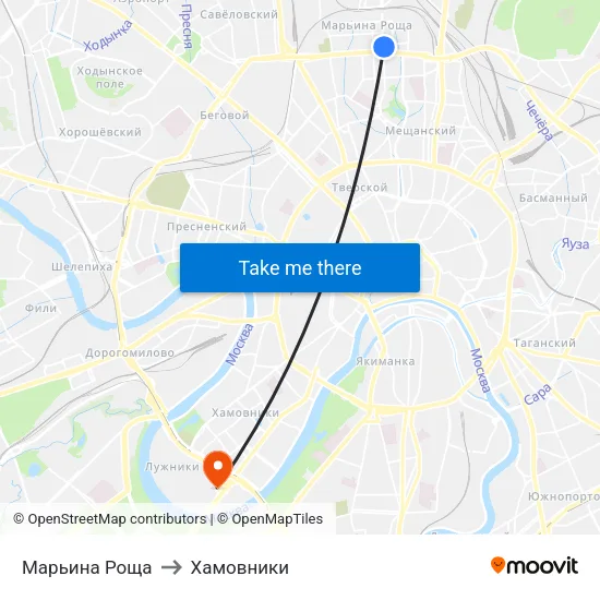 Марьина Роща to Хамовники map