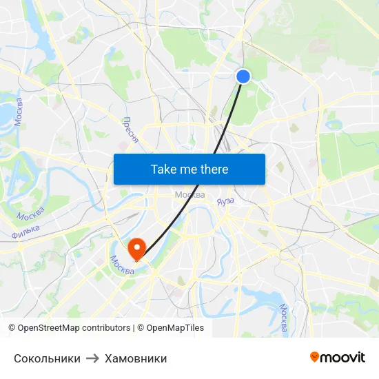 Сокольники to Хамовники map