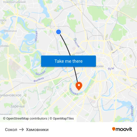 Сокол to Хамовники map