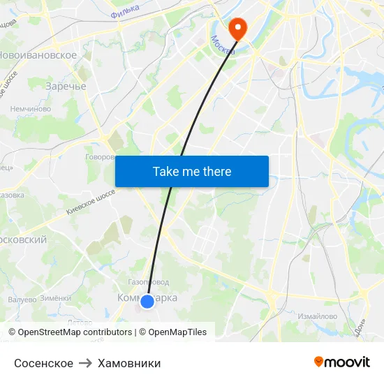 Сосенское to Хамовники map