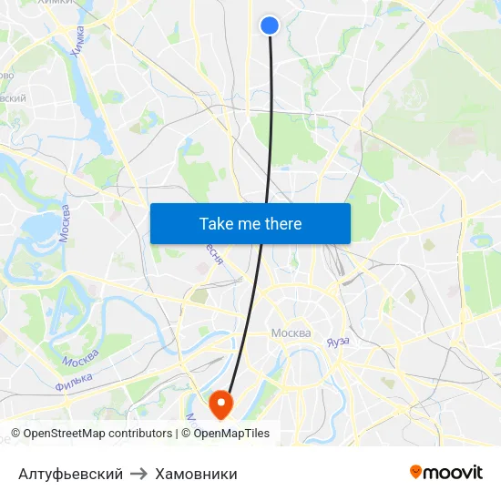 Алтуфьевский to Хамовники map