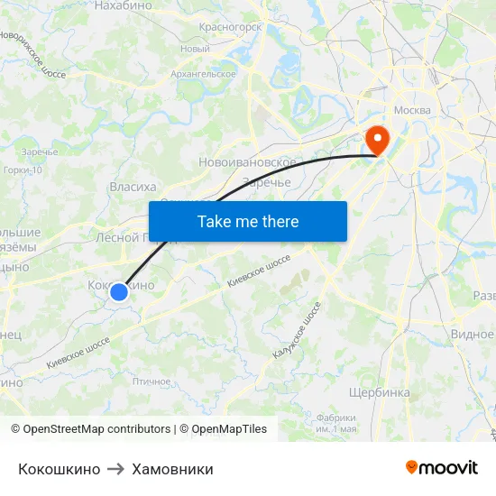 Кокошкино to Хамовники map