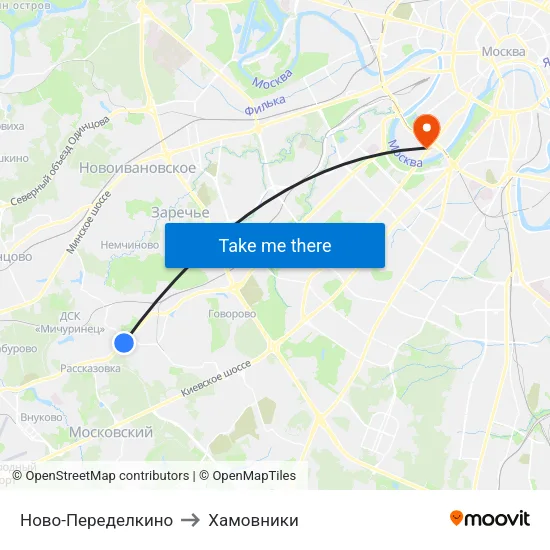 Ново-Переделкино to Хамовники map