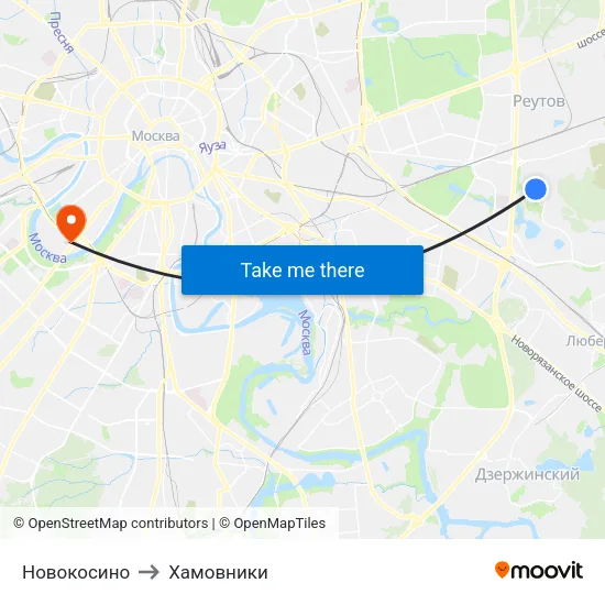 Новокосино to Хамовники map