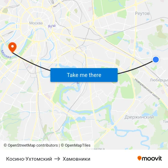Косино-Ухтомский to Хамовники map
