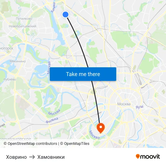 Ховрино to Хамовники map