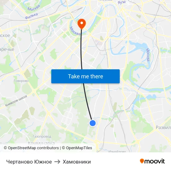 Чертаново Южное to Хамовники map