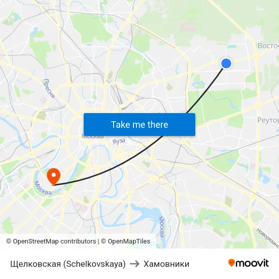 Щелковская (Schelkovskaya) to Хамовники map
