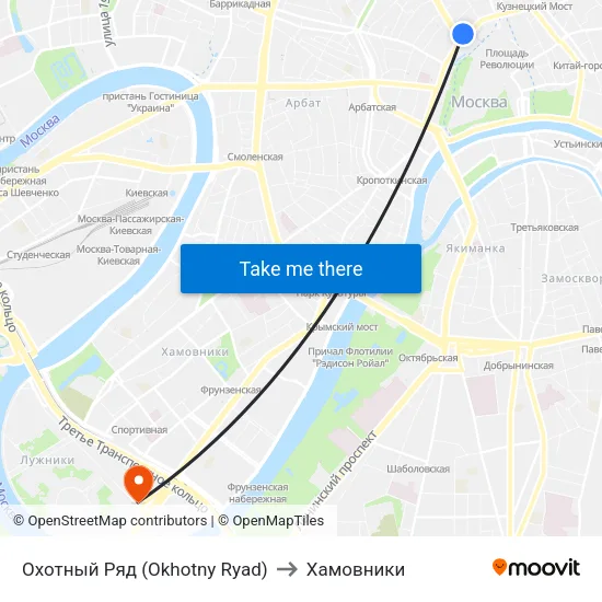 Охотный Ряд (Okhotny Ryad) to Хамовники map