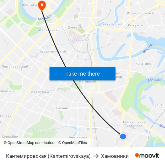 Кантемировская (Kantemirovskaya) to Хамовники map