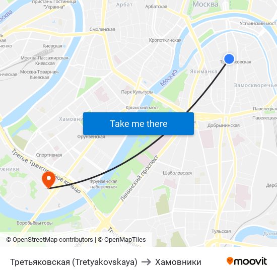 Третьяковская (Tretyakovskaya) to Хамовники map