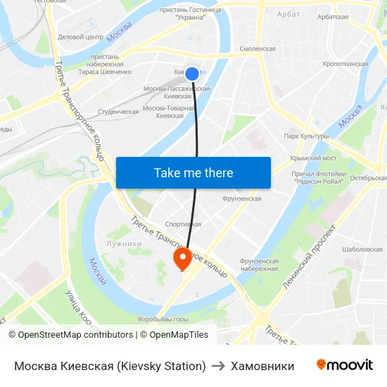 Москва Киевская (Kievsky Station) to Хамовники map
