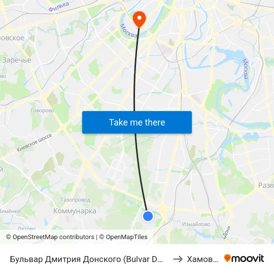 Бульвар Дмитрия Донского (Bulvar Dmitriya Donskogo) to Хамовники map