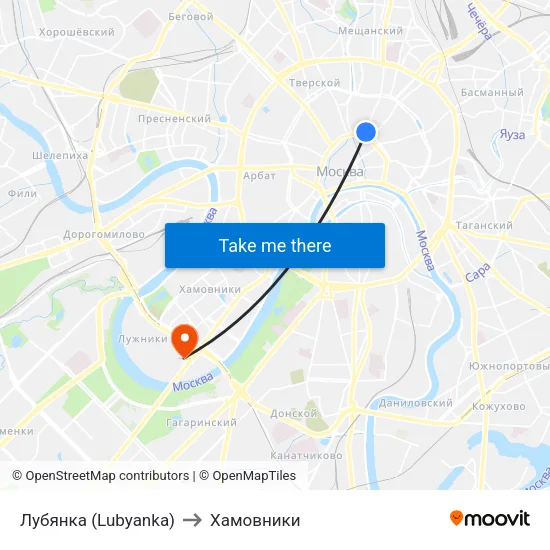 Лубянка (Lubyanka) to Хамовники map