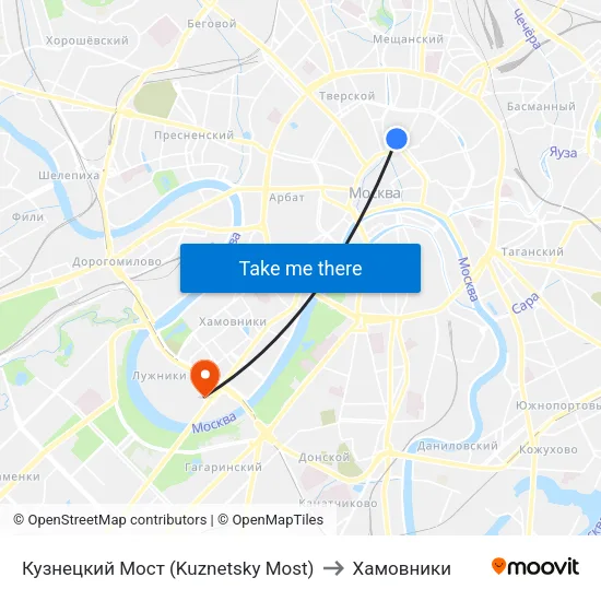 Кузнецкий Мост (Kuznetsky Most) to Хамовники map