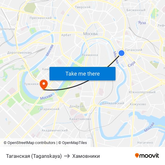Таганская (Taganskaya) to Хамовники map