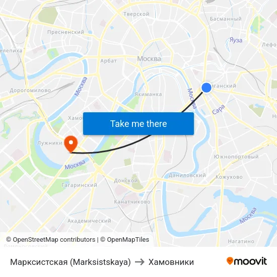 Марксистская (Marksistskaya) to Хамовники map