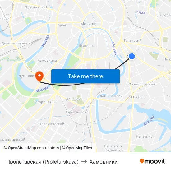 Пролетарская (Proletarskaya) to Хамовники map