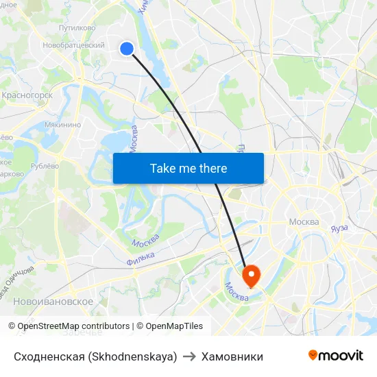 Сходненская (Skhodnenskaya) to Хамовники map