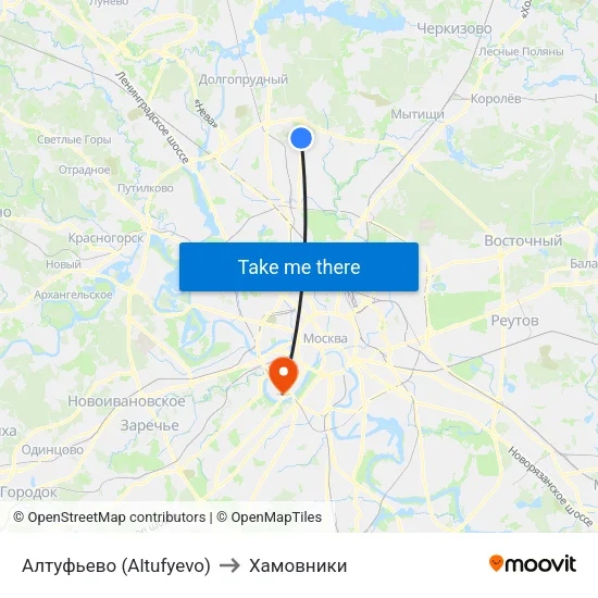 Алтуфьево (Altufyevo) to Хамовники map