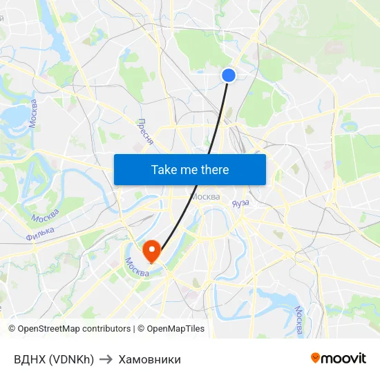 ВДНХ (VDNKh) to Хамовники map