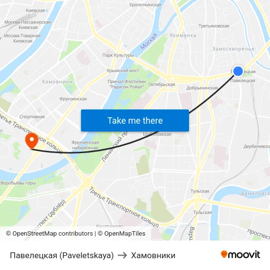 Павелецкая (Paveletskaya) to Хамовники map