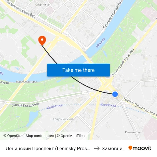 Ленинский Проспект (Leninsky Prospekt) to Хамовники map