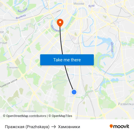 Пражская (Prazhskaya) to Хамовники map