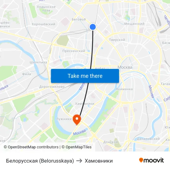 Белорусская (Belorusskaya) to Хамовники map