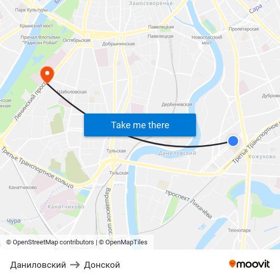 Даниловский to Донской map