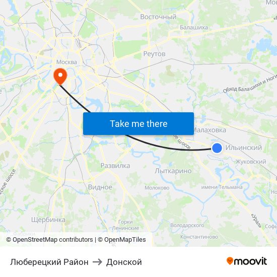 Люберецкий Район to Донской map