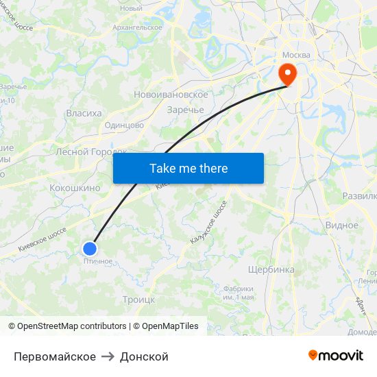 Первомайское to Донской map