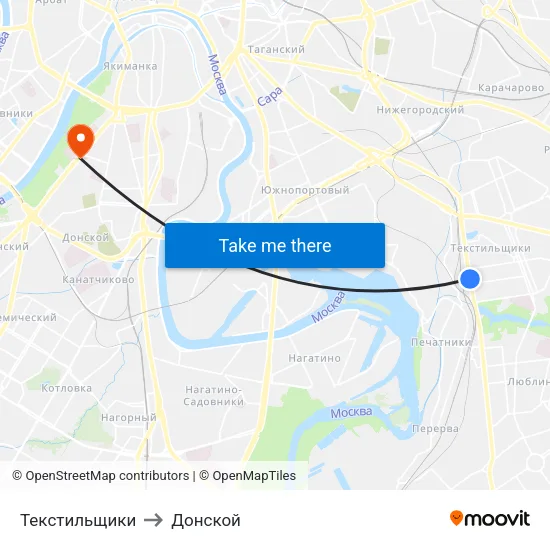Текстильщики to Донской map