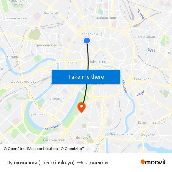 Пушкинская (Pushkinskaya) to Донской map