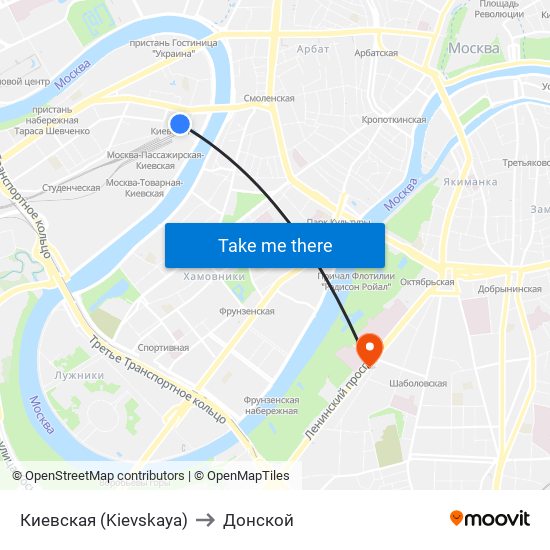 Киевская (Kievskaya) to Донской map