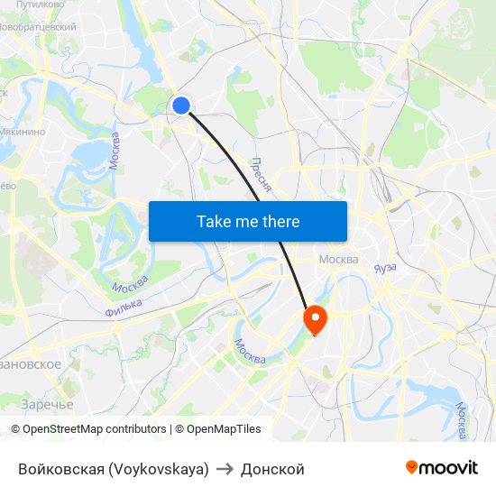Войковская (Voykovskaya) to Донской map