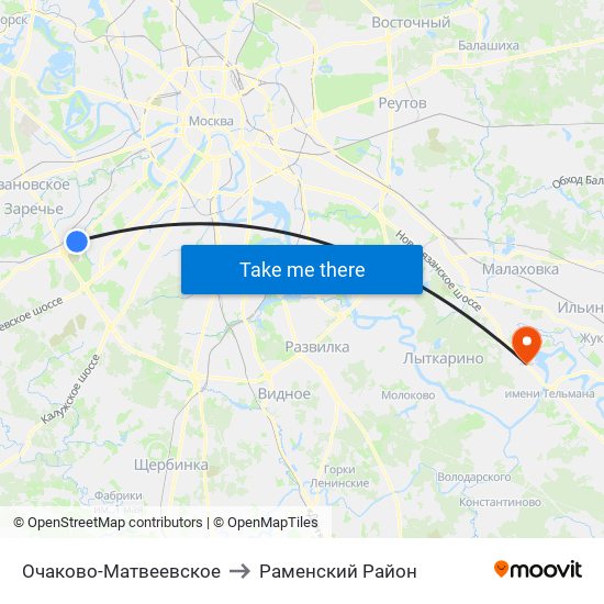Очаково-Матвеевское to Раменский Район map