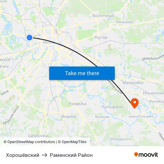 Хорошёвский to Раменский Район map