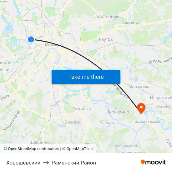 Хорошёвский to Раменский Район map