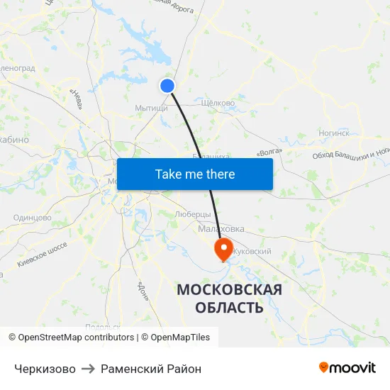 Черкизово to Раменский Район map