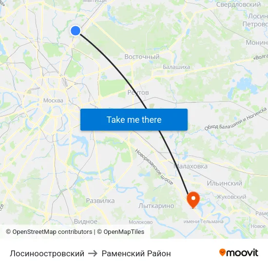 Лосиноостровский to Раменский Район map